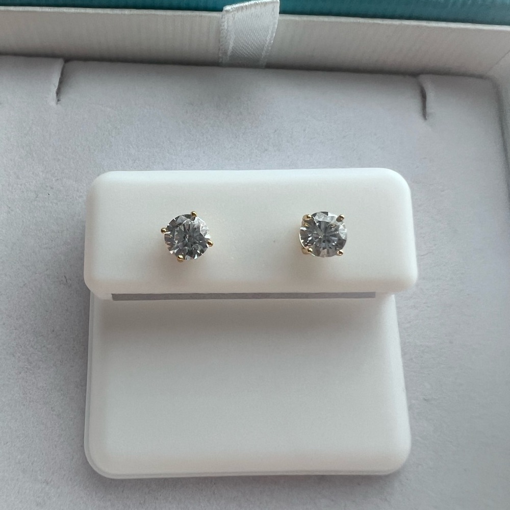 925 Sterling Silver Gold Plated CZ Earrings